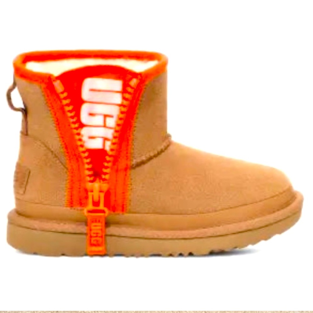 KIDS' CLASSIC MINI ZIPPER TAPE LOGO size 3 Orange and Tan